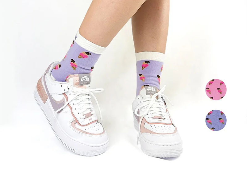 甜筒冰淇淋-淺紫 厚襪款(2種尺寸) 